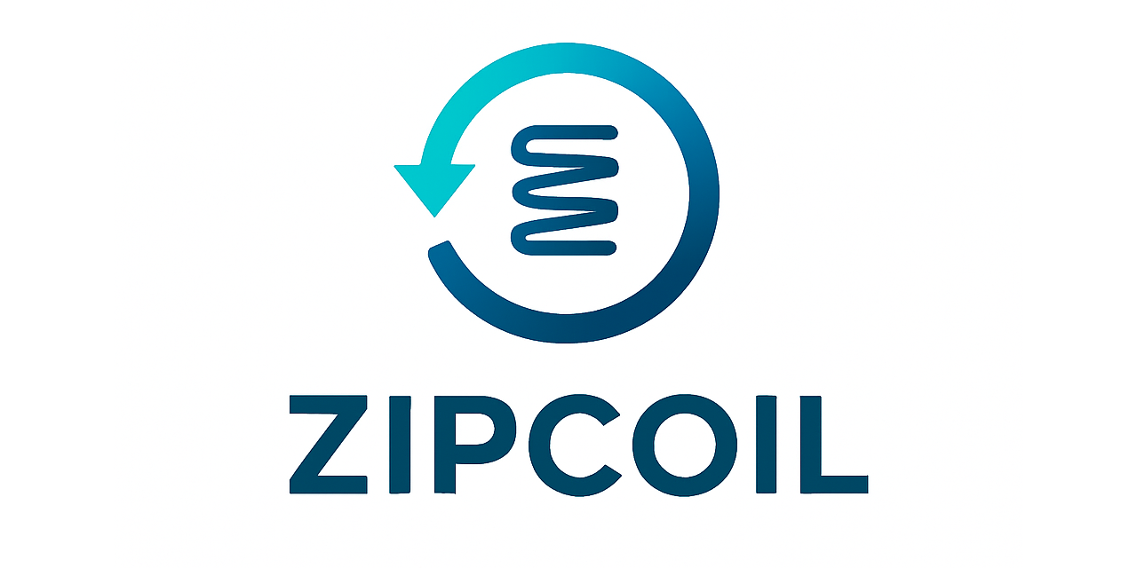 Zipcoil logo with a coiled spring inside a circular arrow.